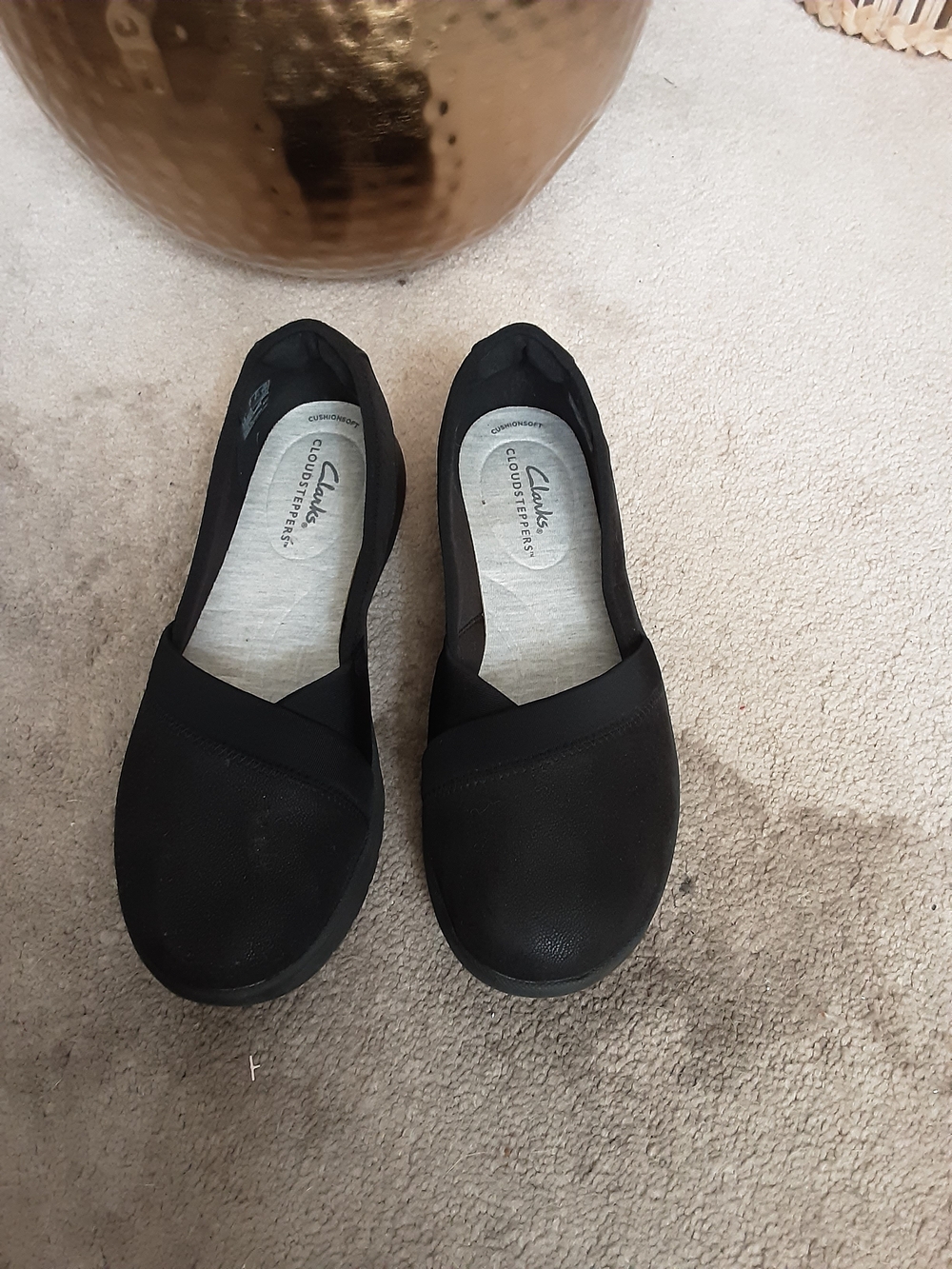 Cloudsteppers by Clarks Black Slip-On Ballet Flats
